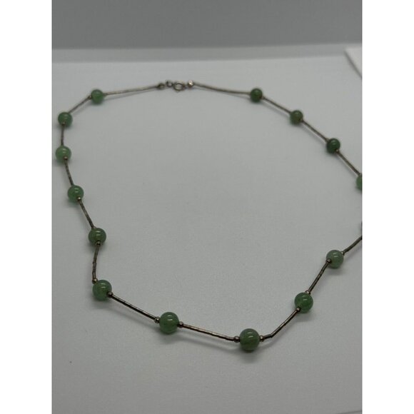 925 STERLING SILVER NEPHRITE NECKLACE - Picture 5 of 9